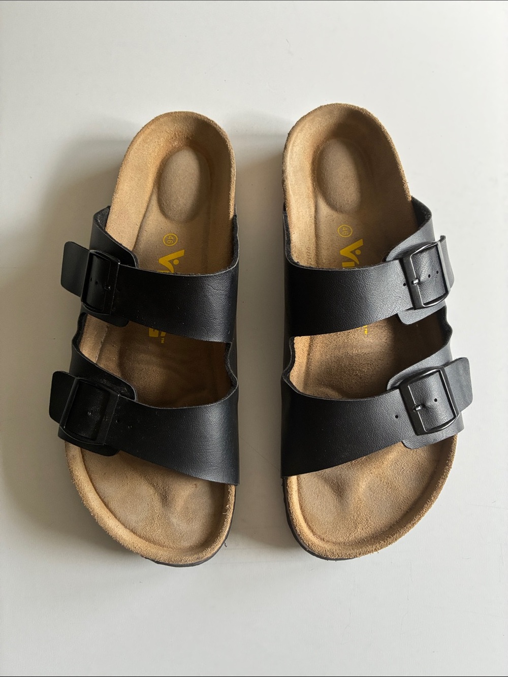 Men's Black Double-Buckle Slide Sandals